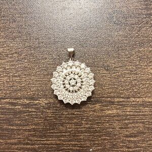 Elegant Silver and diamond floral pendant